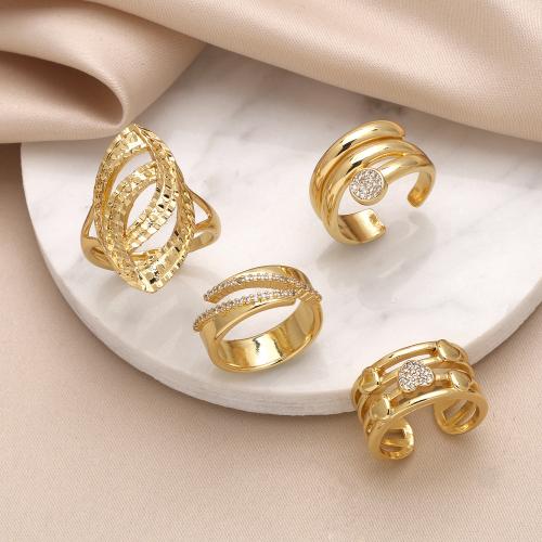 Cubic Zirconia Micro Pave Brass Finger Ring, gold color plated, fashion jewelry & micro pave cubic zirconia, golden 