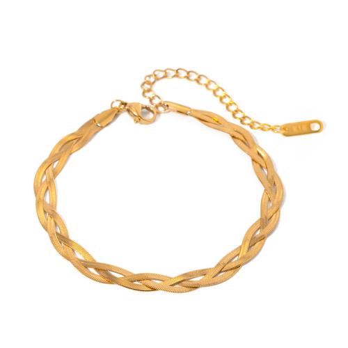 Stainless Steel Chain Bracelets, 304 Stainless Steel, with 5cm extender chain, 18K gold plated, fashion jewelry & for woman .5 cm 