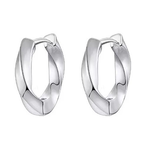 Brass Hoop Earring, plated, for woman, platinum color 