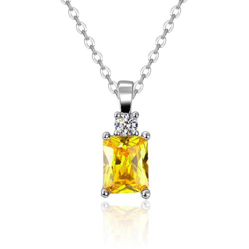 Brass Cubic Zirconia Necklace, with 5CM extender chain, plated, micro pave cubic zirconia & for woman, platinum color Approx 40 cm 
