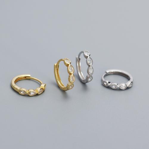 Silver Earring Zircon pavent Sterling, argent sterling 925, pavé de micro zircon & pour femme, plus de couleurs à choisir, Vendu par paire