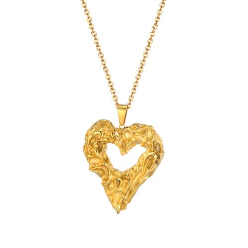 Stainless Steel Jewelry Necklace, 304 Stainless Steel, Heart, plated golden 