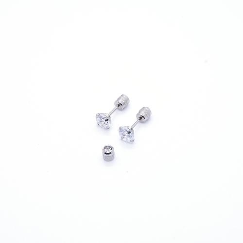 Stainless Steel Ear Piercing Jewelry, 304 Stainless Steel, plated, Unisex & micro pave cubic zirconia, original color 