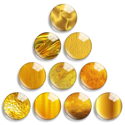 Druck Glascabochon, Glas, flache Runde, DIY & verschiedene Größen vorhanden, Goldfarbe, 10PCs/Menge, verkauft von Menge