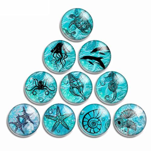 Time Gem Cabochon, Glass, with Resin, Flat Round, mixed pattern & DIY 