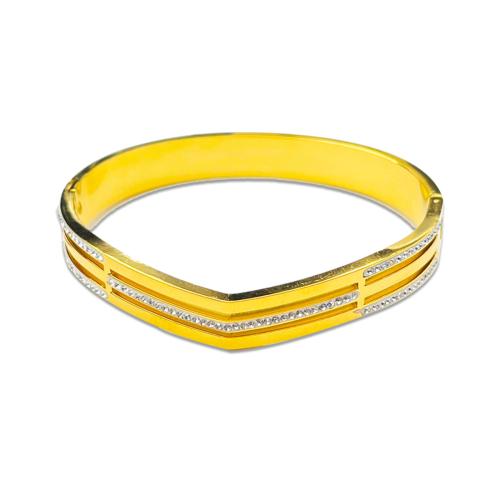 Acier titane bracelet ordinaire, bijoux de mode & pour femme & avec strass, plus de couleurs à choisir, Diamètre inté Environ 60mm, Vendu par PC[