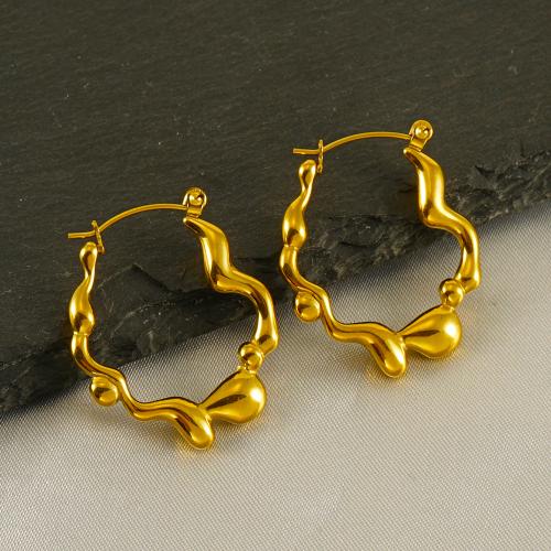 Titanium Steel Lever Back Earring, fashion jewelry & for woman, golden 