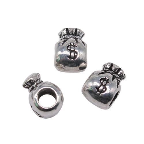 Zinc Alloy Large Hole Beads, Money Bag, antique silver color plated, vintage & fashion jewelry & DIY 