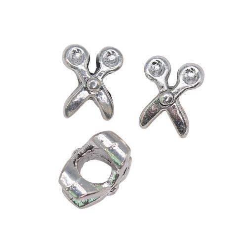 Zinc Alloy Large Hole Beads, Scissors, antique silver color plated, vintage & fashion jewelry & DIY 