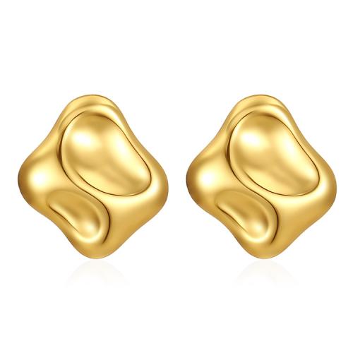 Edelstahl Stud Ohrring, 304 Edelstahl, Vakuum-Ionen-Beschichtung, Modeschmuck & für Frau, goldfarben, 22.2x24.4mm, verkauft von Paar
