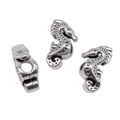 Zinc Alloy Large Hole Beads, Seahorse, antique silver color plated, vintage & fashion jewelry & DIY 