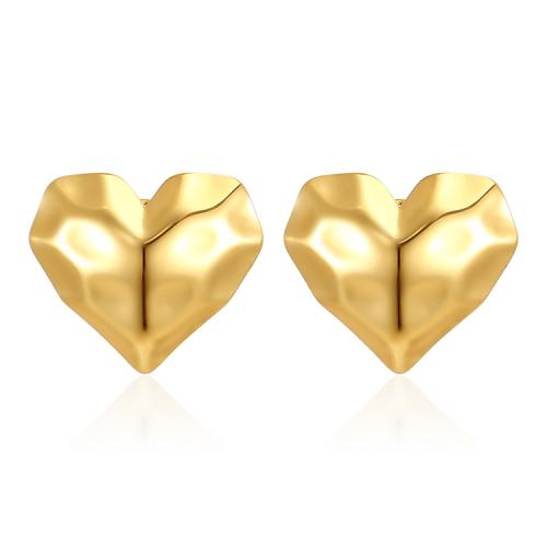 Stainless Steel Stud Earring, 304 Stainless Steel, Heart, Vacuum Ion Plating, fashion jewelry & for woman, golden 