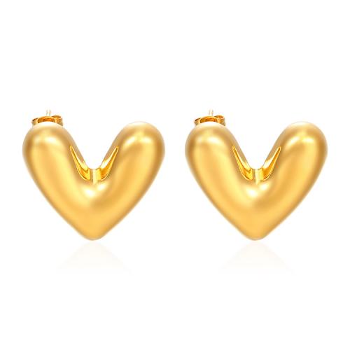 Edelstahl Stud Ohrring, 304 Edelstahl, Herz, Vakuum-Ionen-Beschichtung, Modeschmuck & für Frau, keine, 30x26mm, verkauft von Paar