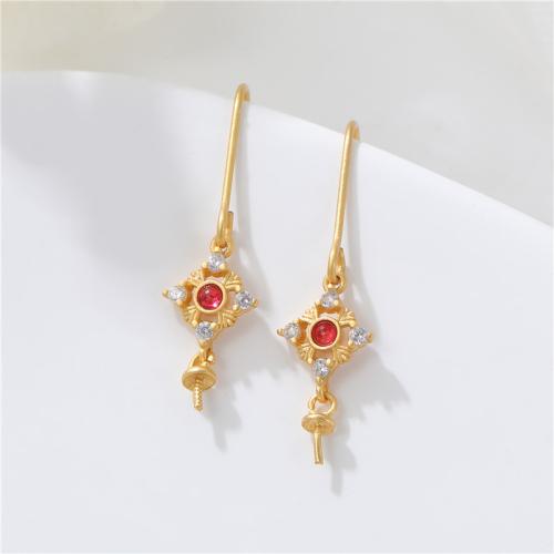 Cubic Zirconia Micro Pave Brass Earring, gold color plated, DIY & micro pave cubic zirconia & enamel 