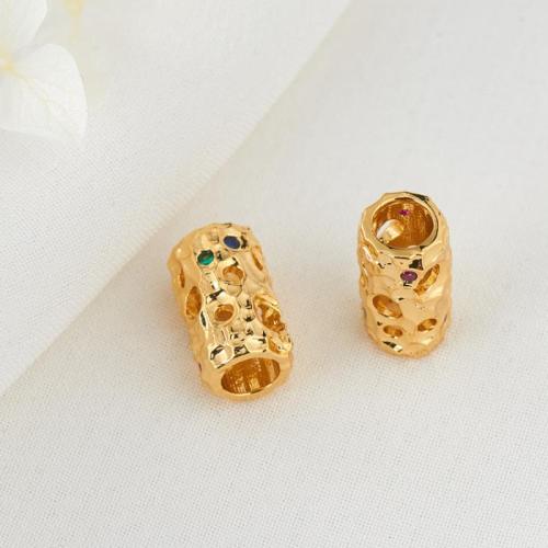 Cubic Zirconia Micro Pave Brass Beads, gold color plated, DIY & micro pave cubic zirconia 