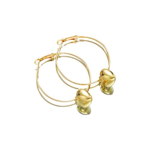 Zinc Alloy Hoop Earring, fashion jewelry & for woman, gold 