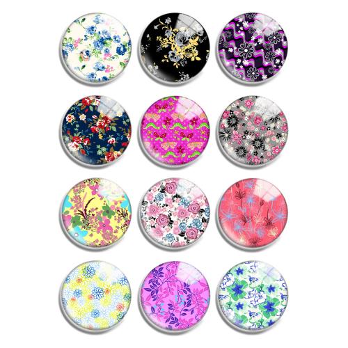 Fashion Resin Cabochons, Glass, with Resin, Flat Round, mixed pattern & DIY 