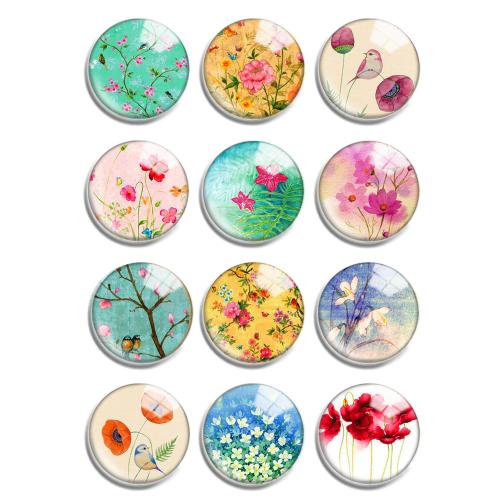 Fashion Resin Cabochons, Glass, with Resin, Flat Round, mixed pattern & DIY 