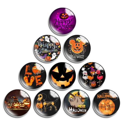 Fashion Resin Cabochons, Glass, with Resin, Flat Round, Halloween Design & mixed pattern & DIY 