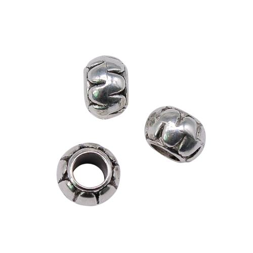 Zinc Alloy Large Hole Beads, Rondelle, antique silver color plated, vintage & fashion jewelry & DIY 