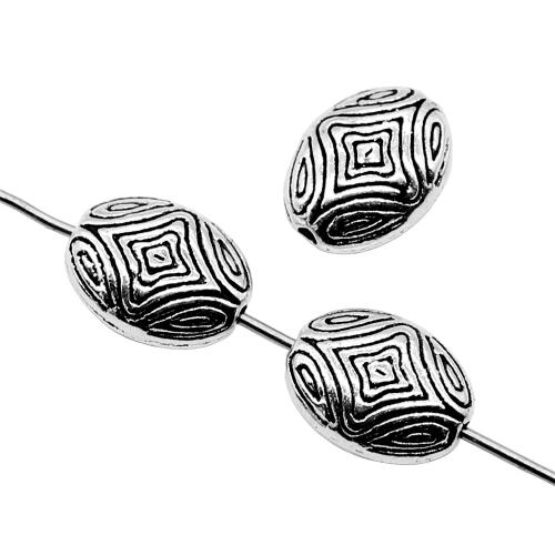 Zinc Alloy Jewelry Beads, Flat Oval, antique silver color plated, vintage & fashion jewelry & DIY 