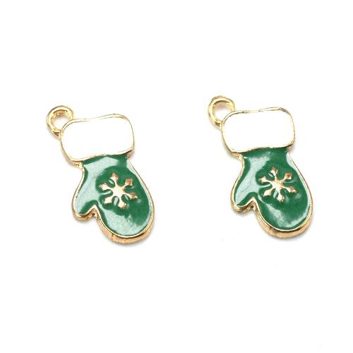 Zinc Alloy Enamel Pendants, Christmas Glove, gold color plated, fashion jewelry & DIY, mixed colors Approx [
