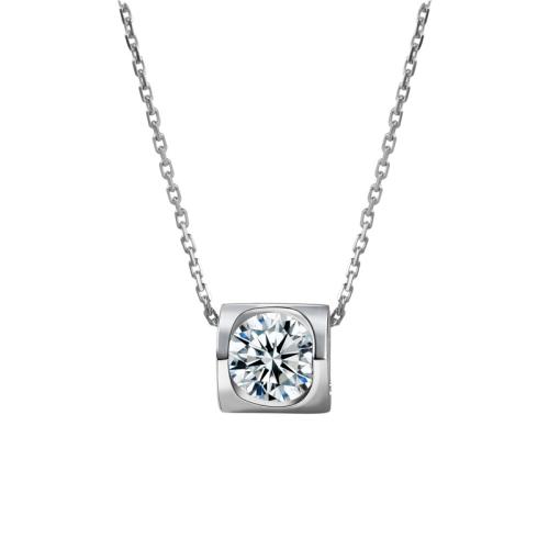 Sterling Silver Jewelry Necklace, 925 Sterling Silver, with Moissanite, fashion jewelry & for woman 
