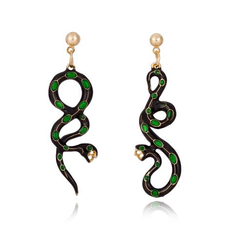 Asymmetric Earrings, Zinc Alloy, Snake, fashion jewelry & for woman & enamel 