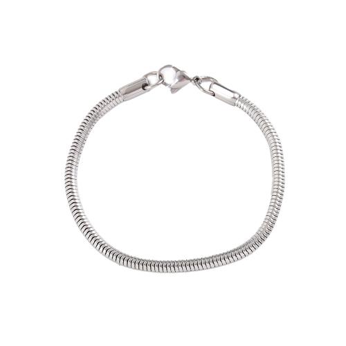 Stainless Steel Chain Bracelets, 304 Stainless Steel, polished, fashion jewelry & Unisex, original color, 3.2mm Approx 17 cm 