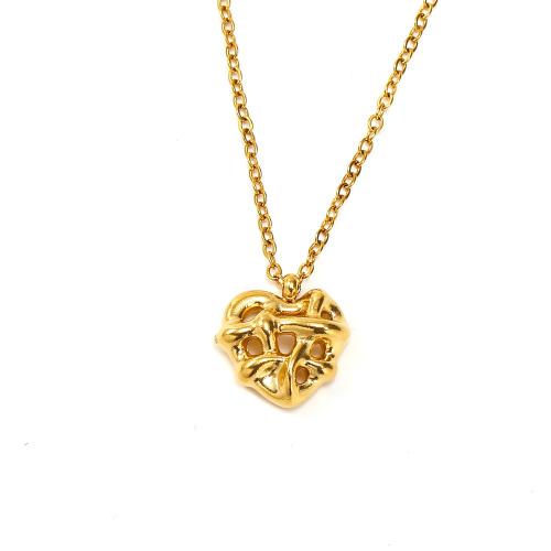 Stainless Steel Jewelry Necklace, 304 Stainless Steel, Heart, Vacuum Ion Plating, fashion jewelry & for woman, golden Approx 45 cm 