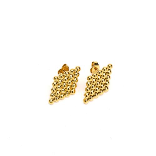 Stainless Steel Stud Earring, 304 Stainless Steel, Rhombus, Vacuum Ion Plating, fashion jewelry & for woman, golden 