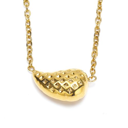Edelstahl Schmuck Halskette, 304 Edelstahl, Tropfen, Vakuum-Ionen-Beschichtung, Modeschmuck & für Frau, goldfarben, 18x11mm, Länge:ca. 45 cm, verkauft von PC
