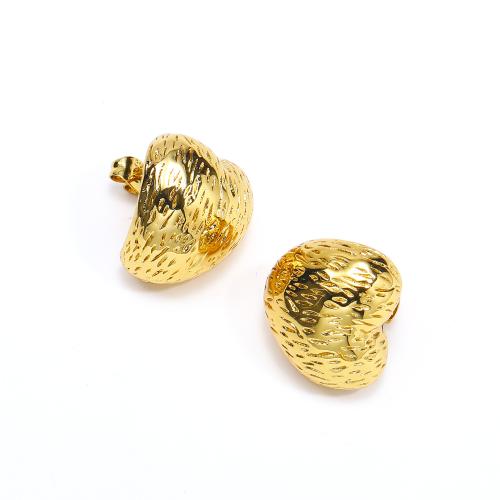 Edelstahl Baumeln Ohrring, 304 Edelstahl, Herz, Vakuum-Ionen-Beschichtung, Modeschmuck & für Frau, goldfarben, 20x19.5mm, verkauft von Paar