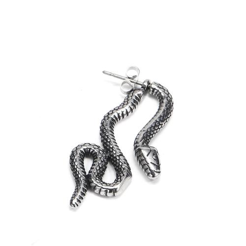 Stainless Steel Stud Earring, 304 Stainless Steel, Snake, fashion jewelry & Unisex, original color 