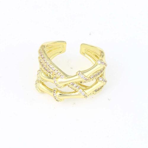 Cubic Zirconia Micro Pave Brass Finger Ring, gold color plated, micro pave cubic zirconia & for woman 