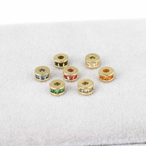 Cubic Zirconia Micro Pave Brass Beads, Round, plated, DIY & micro pave cubic zirconia 