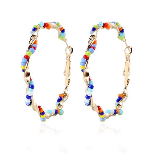 Glass Seed Beads Earring, Seedbead, with Zinc Alloy, handmade, fashion jewelry & for woman, multi-colored 