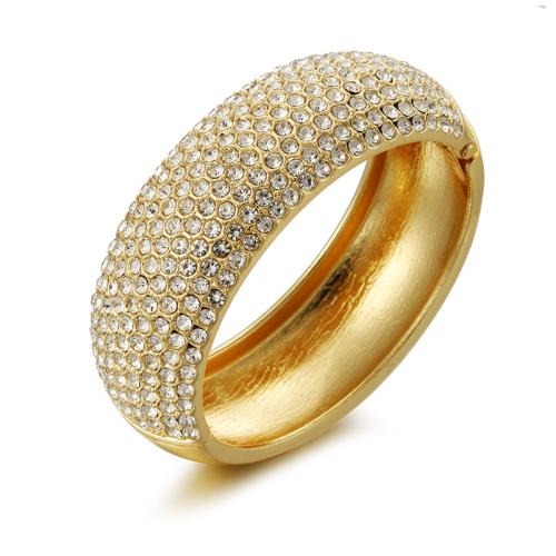 Fashion Zinc Alloy Bangle, plated, micro pave cubic zirconia & for woman, golden, Inner Approx 