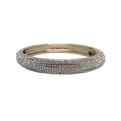 Brazalete de Aleación de Zinc, chapado, micro arcilla de zirconia cúbica & para mujer, dorado, Vendido por UD