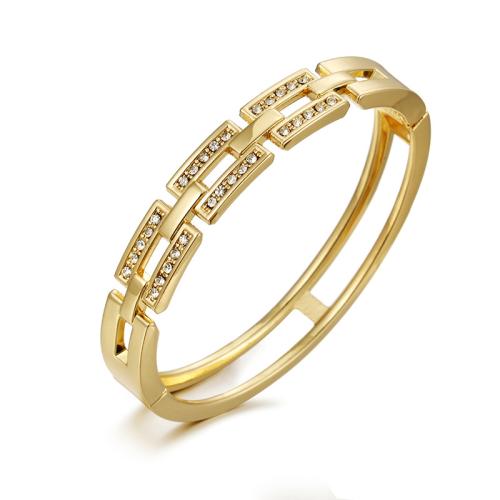 Fashion Zinc Alloy Bangle, plated, micro pave cubic zirconia & for woman, golden 