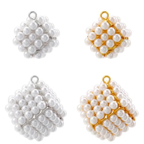 Brass Jewelry Pendants, with Plastic Pearl, plated, DIY 