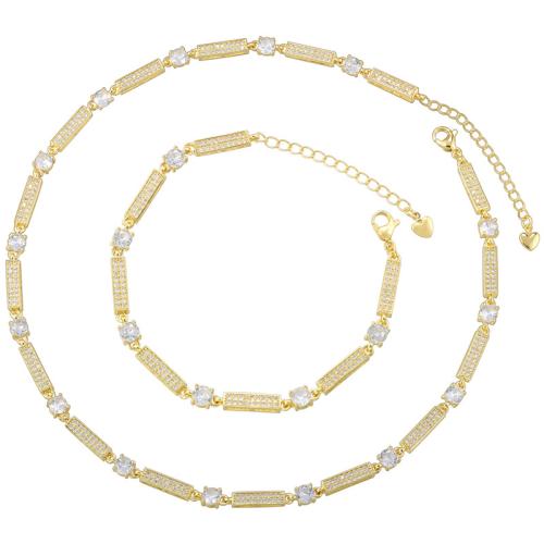 Cubic Zirconia Micro Pave Brass Jewelry Sets, plated & micro pave cubic zirconia & for woman 