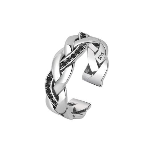 Цирконий Микро вымощает стерлингового серебра палец кольцо, Серебро 925 пробы, инкрустированное микро кубического циркония & Женский, серебряный, продается PC