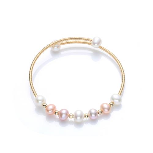 Cultured Freshwater Pearl Brass Bracelet, with Freshwater Pearl, handmade, fashion jewelry & for woman Approx 17 cm 
