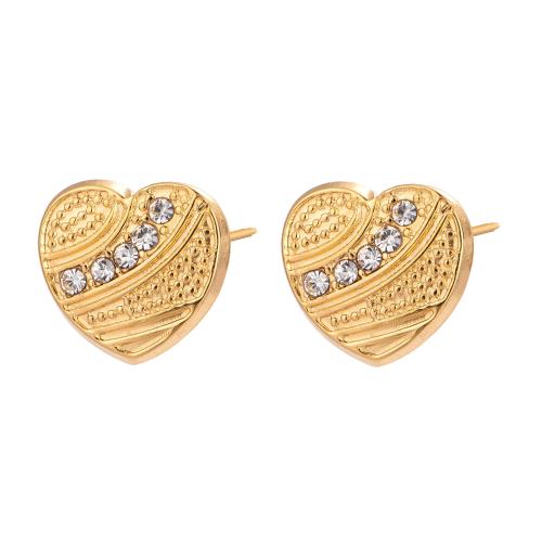 Stainless Steel Cubic Zirconia Stud Earring, 304 Stainless Steel, Heart, fashion jewelry & micro pave cubic zirconia & for woman 