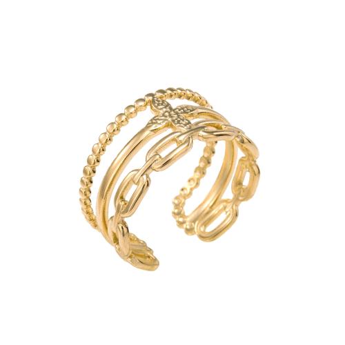 Stainless Steel Finger Ring, 304 Stainless Steel, 18K gold plated, fashion jewelry & for woman & hollow, golden 