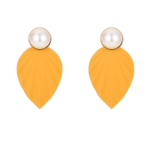 Boucle d'oreille en alliage de zinc en plastique perle, avec perle de plastique, peinture, bijoux de mode & pour femme Vendu par paire[