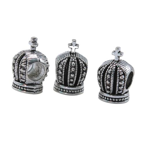 Zinc Alloy Large Hole Beads, Crown, antique silver color plated, vintage & fashion jewelry & DIY 