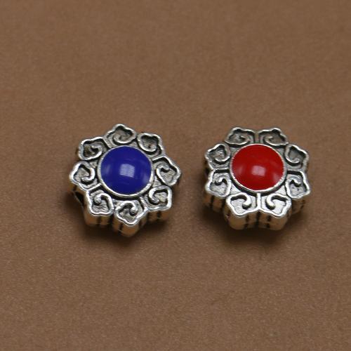 Zinc Alloy Jewelry Beads, antique silver color plated, vintage & fashion jewelry & double-sided enamel & DIY, mixed colors Approx 