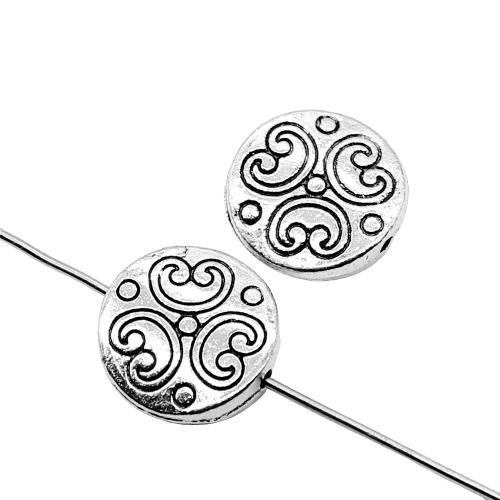 Zinc Alloy Jewelry Beads, Flat Round, antique silver color plated, vintage & fashion jewelry & DIY, 13mm 